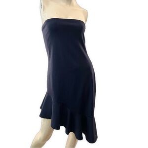 Susana Monaco- Navy Strapless Dress w/ Ruffle Hem- L